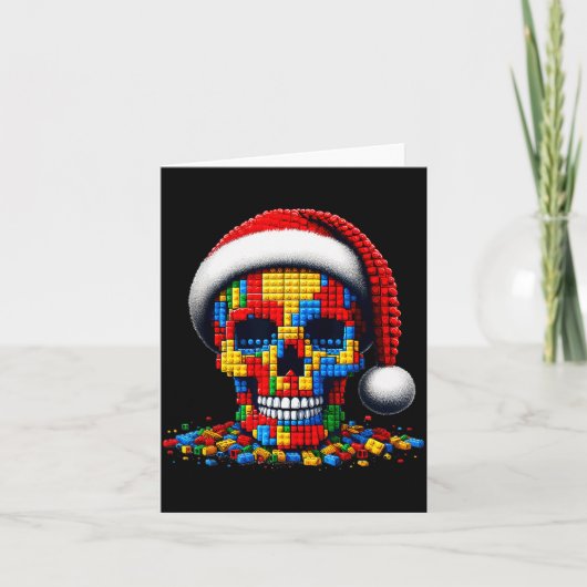 Christmas Skull Santa Hat Block Bricks Master Buil Kaart (Voorkant)