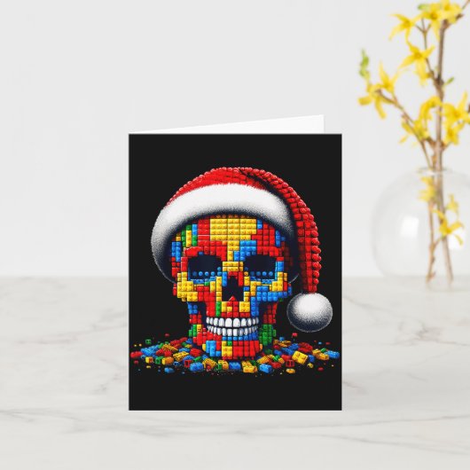 Christmas Skull Santa Hat Block Bricks Master Buil Kaart (Gele Bloem)
