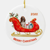 Christmas Sleigh Basset Hound Dog Keramisch Ornament (Achterkant)