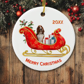 Christmas Sleigh Basset Hound Dog Keramisch Ornament