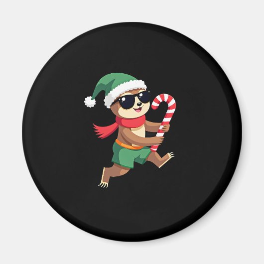 Christmas Sloth Elf Pepermunt Candy Cane Shirt Gi Magneet (Voorkant)