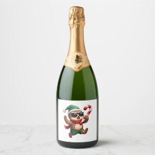 Christmas Sloth Elf Pepermunt Candy Cane Shirt Gi Sparkling Wijnetiket