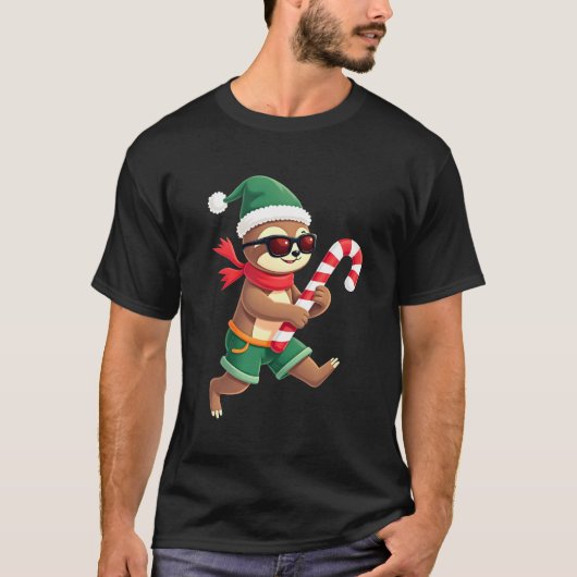 Christmas Sloth Elf Peppermint Candy Cane Shirt Gi (Voorkant)