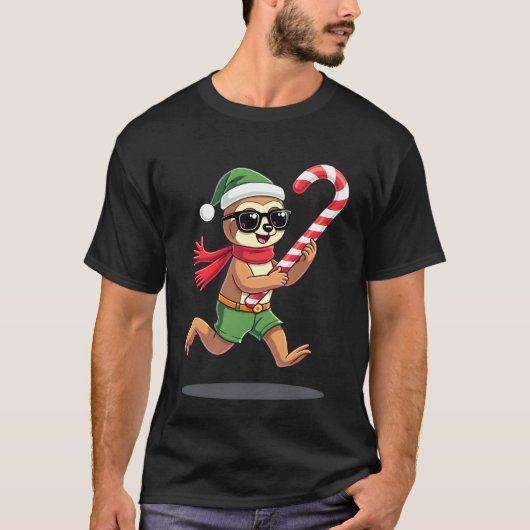 Christmas Sloth Elf Peppermint Candy Cane Shirt Gi (Voorkant)