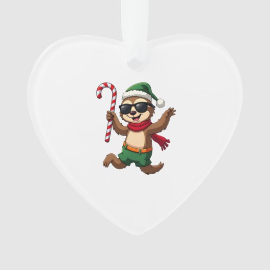 Christmas Sloth Elf Peppermint Candy Cane Shirt Gi Ornament (voorkant)