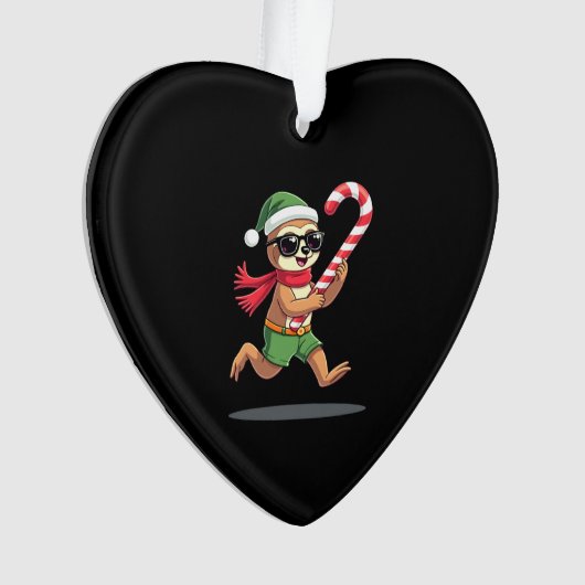 Christmas Sloth Elf Peppermint Candy Cane Shirt Gi Ornament (voorkant)