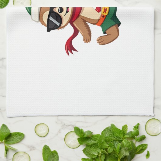 Christmas Sloth Elf Peppermint Candy Cane Shirt Gi Theedoek (Gevouwen)