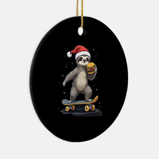 CHRISTMAS SLOTH Funny Christmas Skateboard Sloth Keramisch Ornament (Rechts)