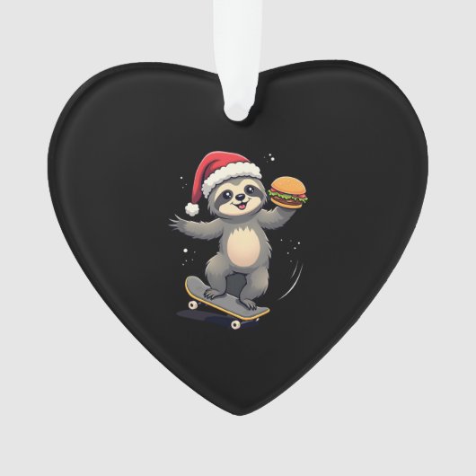 CHRISTMAS SLOTH Funny Christmas Skateboard Sloth ( Ornament (voorkant)