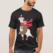 Christmas Sloth Riding Llama Ice Skating Alpaca T-shirt (Voorkant)
