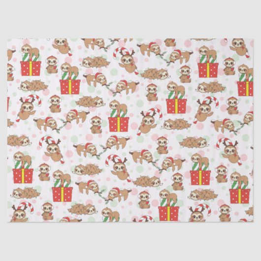 Christmas Sloths Tissue Paper Tissuepapier (Voorkant)