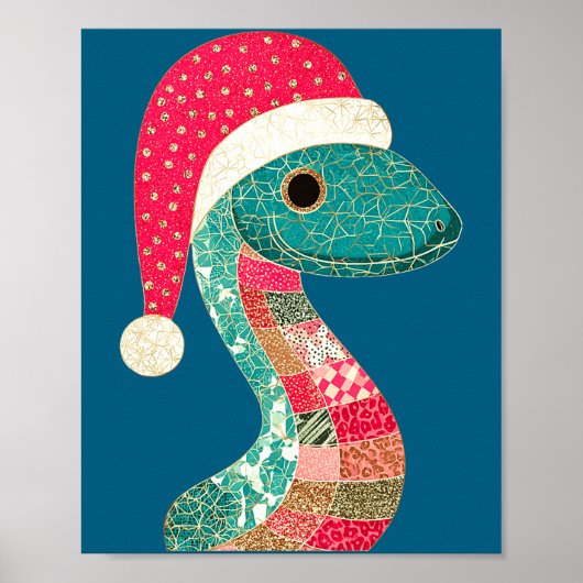 Christmas Snake Santa Hat Holiday Fun Premium Tri- Poster (Voorkant)