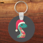 Christmas Snake Santa Hat Holiday Fun Premium Tri- Sleutelhanger (Voorkant)