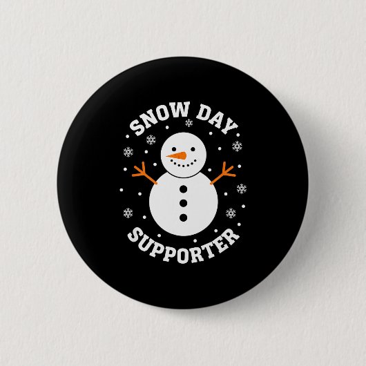 Christmas Snow Day Suprter Snowflake Snowman Funny Ronde Button 5,7 Cm (Voorkant)