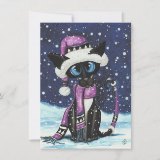 Christmas Snow Siamese Cat Winter