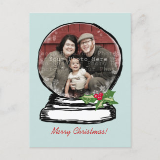 Christmas Snow Wereldbol Foto Feestdagenkaart