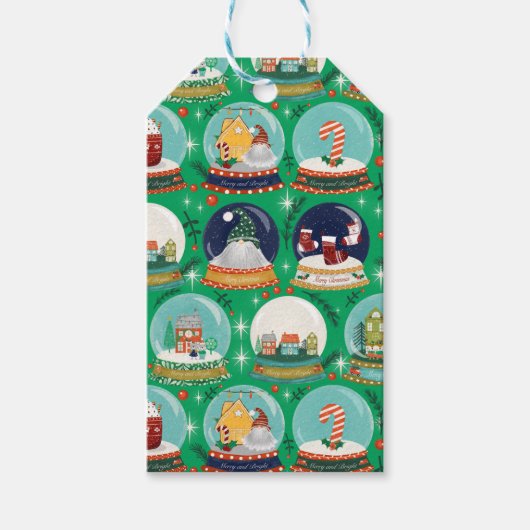 Christmas Snow Wereldbol Groen - Woodland Christma Cadeaulabel (Voorkant)