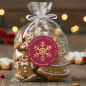 Christmas Snowflake Burgundy Faux Gold Elegant Ronde Sticker