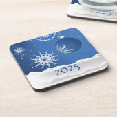 Christmas Snowflake Snow Plastic Coaster 2025 Bier Onderzetter (Linkerzijde)