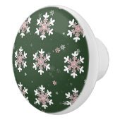 Christmas Snowflakes On Green Drawer Pull Knob Keramische Knop (Rechts)