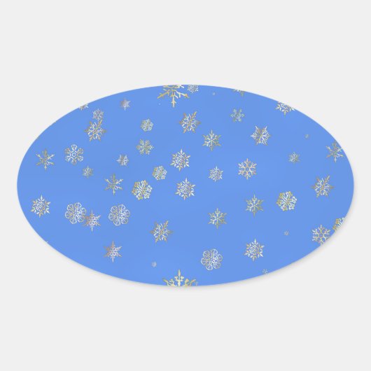CHRISTMAS SNOWFLAKES OVALE STICKER (Voorkant)