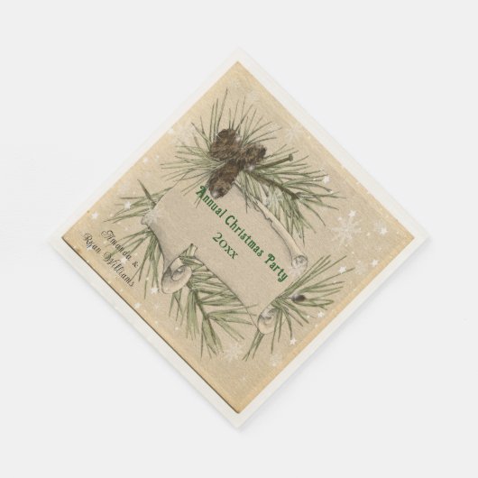 Christmas Snowflakes Pine Cones Pine Tree Branches Servet (Hoek)
