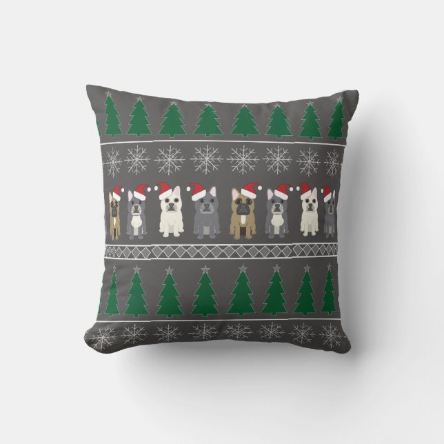 Christmas Snowflakes, Santa Dog, Tree Kussen (Voorkant)