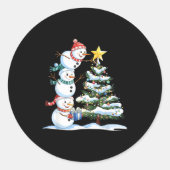 Christmas Snowman Christmas Tree Funny Snowman Lov Ronde Sticker (Voorkant)
