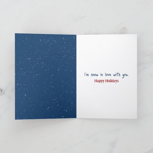 Christmas Snowman Couple in Snowflakes Kaart (Binnen)