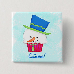 Christmas Snowman Cupcake Name Badge Personalized