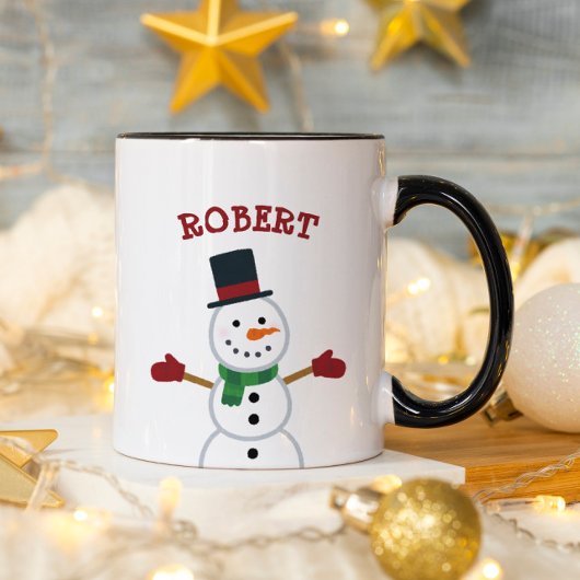 Christmas Snowman Custom Name Mug