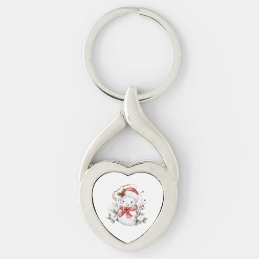 "Christmas Snowman Delight Metal Keychain (Voorkant)
