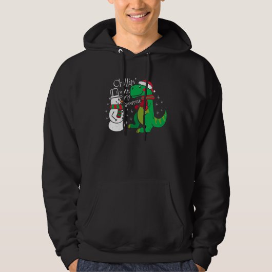 Christmas Snowman Dinosaur Rex Hoodie (Voorkant)