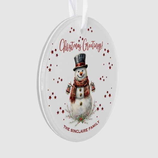 Christmas Snowman Holiday With Name Ornament (voorkant)