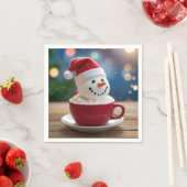 Christmas Snowman In Hot Cocoa Servet (Insitu)