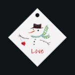 Christmas Snowman Love Cravate sur les étiquettes<br><div class="desc">Balises-cadeaux cravate-on Snowman au design minimaliste. Texte "Amour" sur le devant sous un bonhomme de neige "invisible" tenant un coeur sur une corde. Le modèle "to" et "from" situé à l'arrière peut être modifié ou supprimé. Les étiquettes blanches ont un trou pour nouer et viennent sous de nombreuses formes. Utilisation...</div>