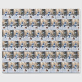 Christmas Snowman Scowling at a Rabbit Cadeaupapier (Vlak)