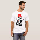 Christmas Snowman Word Art T-shirt (Voorkant volledig)