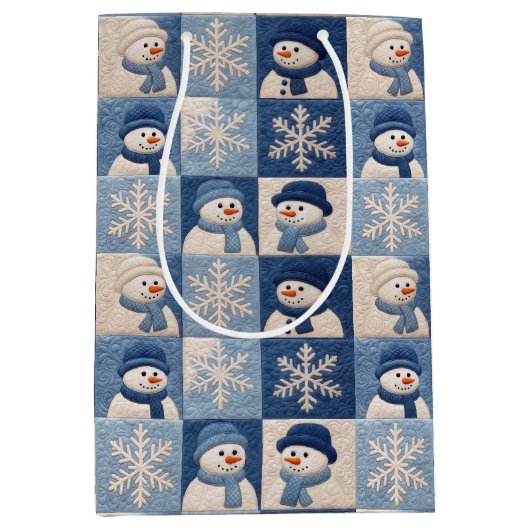 Christmas Snowmen and Snowflakes Quilt Pattern Medium Cadeauzakje (Voorkant)
