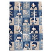 Christmas Snowmen and Snowflakes Quilt Pattern Medium Cadeauzakje (Achterkant)