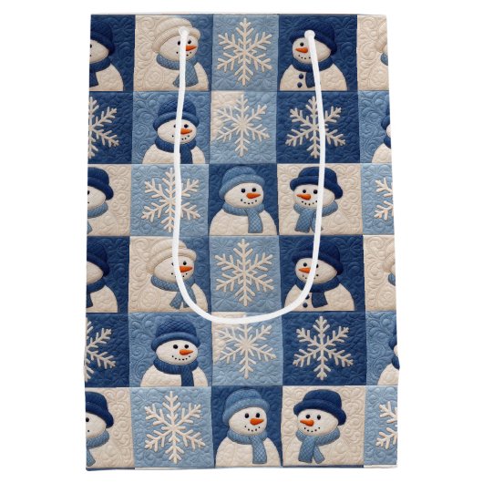 Christmas Snowmen and Snowflakes Quilt Pattern Medium Cadeauzakje (Achterkant)