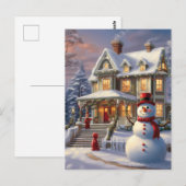 Christmas Snowy House Briefkaart (Voorkant / Achterkant)