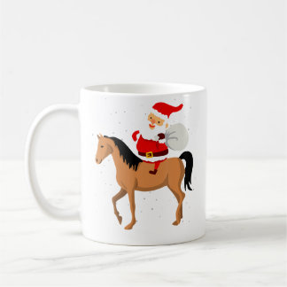 Christmas Snowy Santa Riding Horse Xmas Ugly Koffiemok