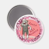 Christmas Sock Monkey Santa Magneet (Voorkant / Achterkant)
