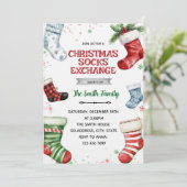 Christmas socks exchange party invitation (Debout devant)