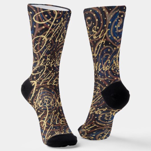 Christmas Socks Navy Swirls Sokken (Gebogen)