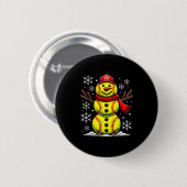 Christmas Softball Snowman Girls, Softball Christm Ronde Button 5,7 Cm (Voorkant /achterkant)