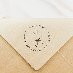 Christmas Sparkles Familienaam Retouradres Zelfinktende Stempel
