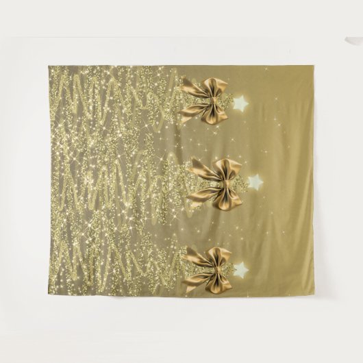 Christmas Sparkling Trees Gold Faux Bow Wandkleed (Voorkant (horizontaal))
