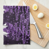 Christmas Sparkling Trees Purple Faux Silver Bow  Theedoek (Quarter Fold)